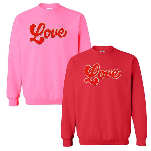 Script Red Love Letter Patch Crewneck Sweatshirt