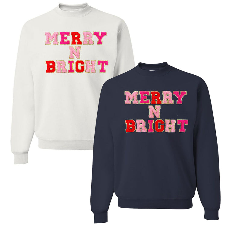 Merry N Bright Letter Patch Crewneck Sweatshirt