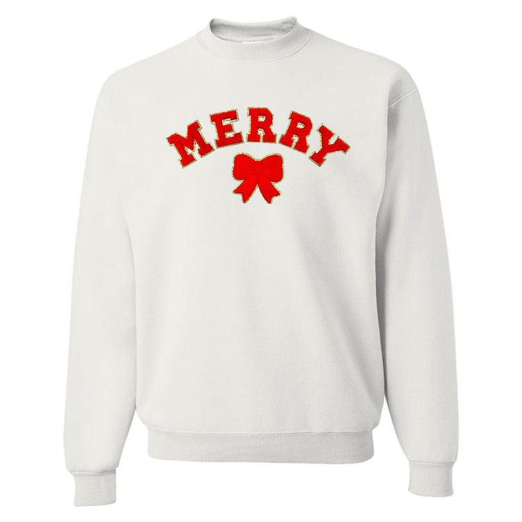 Red Merry Letter Patch Crewneck Sweatshirt