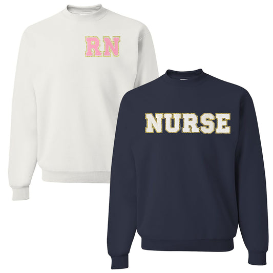 Nurse Letter Patch Crewneck Sweatshirt