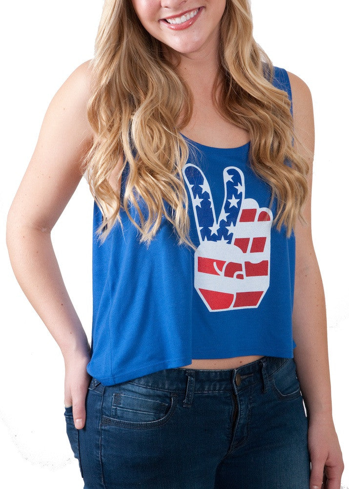 American Flag Peace Sign Tank Top
