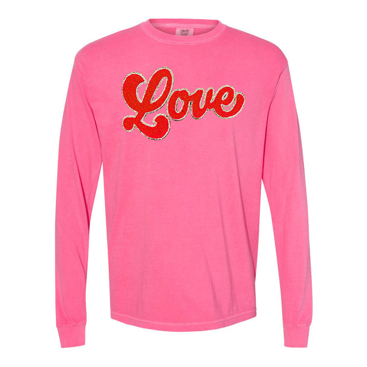 Script Red Love Letter Patch Long Sleeve T-Shirt