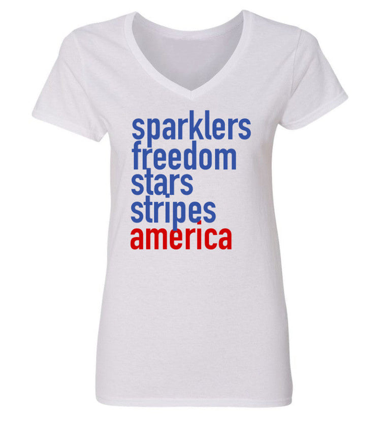 Ladies 4th of july perfect v neck