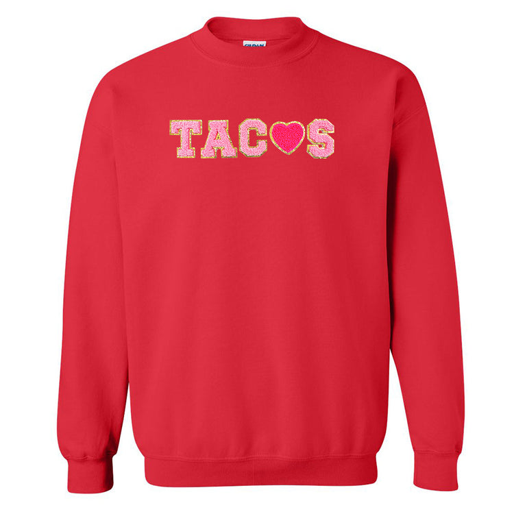 Tacos Letter Patch Crewneck Sweatshirt