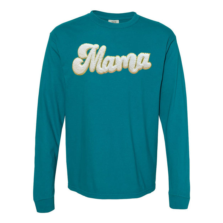 White Mama Script Letter Patch Long Sleeve T-Shirt