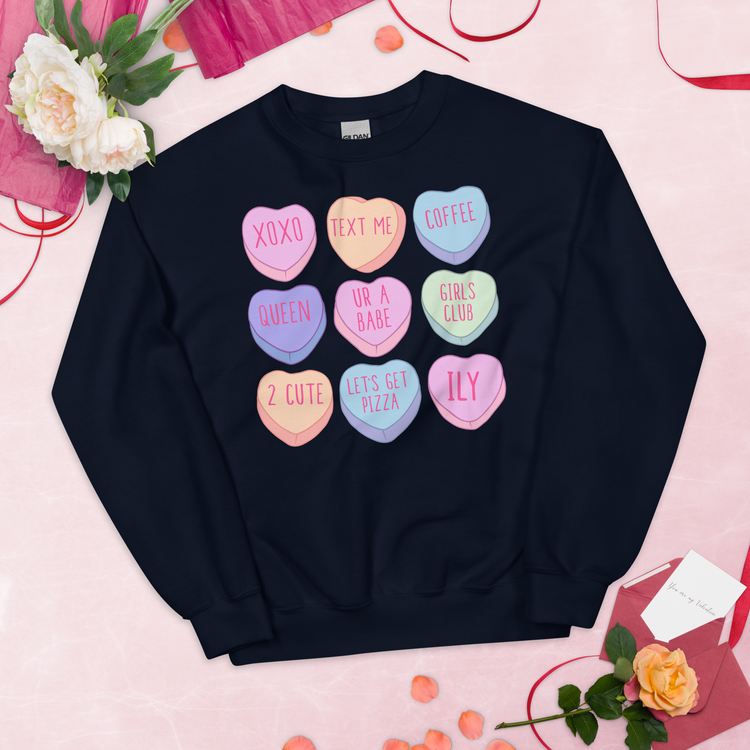 Candy Hearts Crewneck Sweatshirt