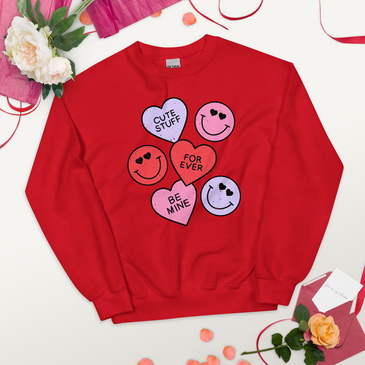 Smiley Hearts Crewneck Sweatshirt