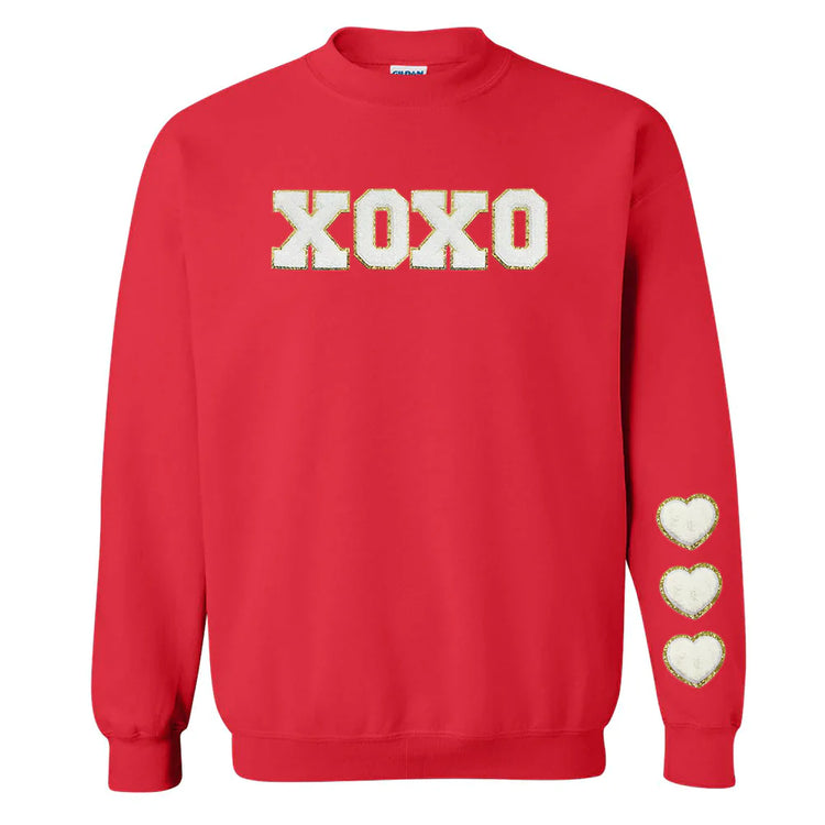 XOXO White Letter Patch Crewneck Sweatshirt