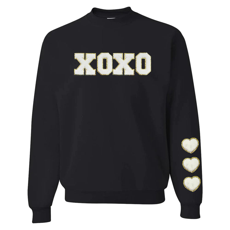 XOXO White Letter Patch Crewneck Sweatshirt
